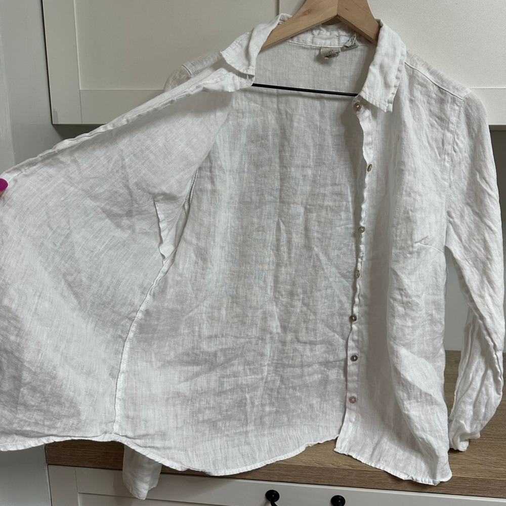 Joie 100% Linen Button Down Shirt Women S White Long Sleeve Coastal Quiet Luxury - Picture 13 of 13